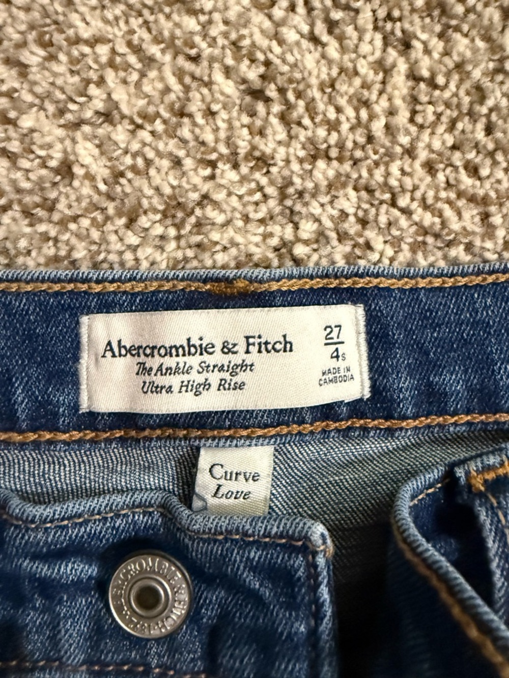 Abercrombie & Fitch Dark Blue Distressed Ankle Jeans - Picture 2 of 3